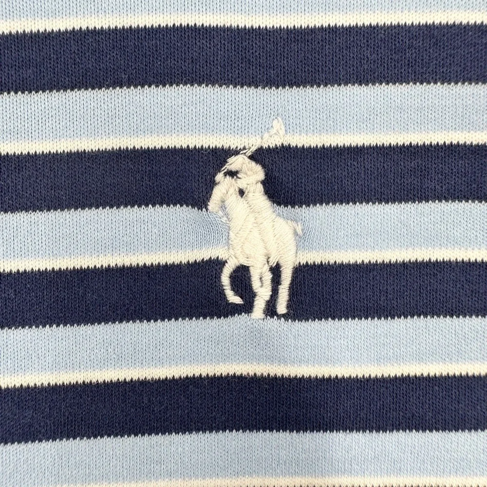 Polo Ralph Lauren Navy Blue Light Blue Striped Polo Shirt Preppy‎ Size Large